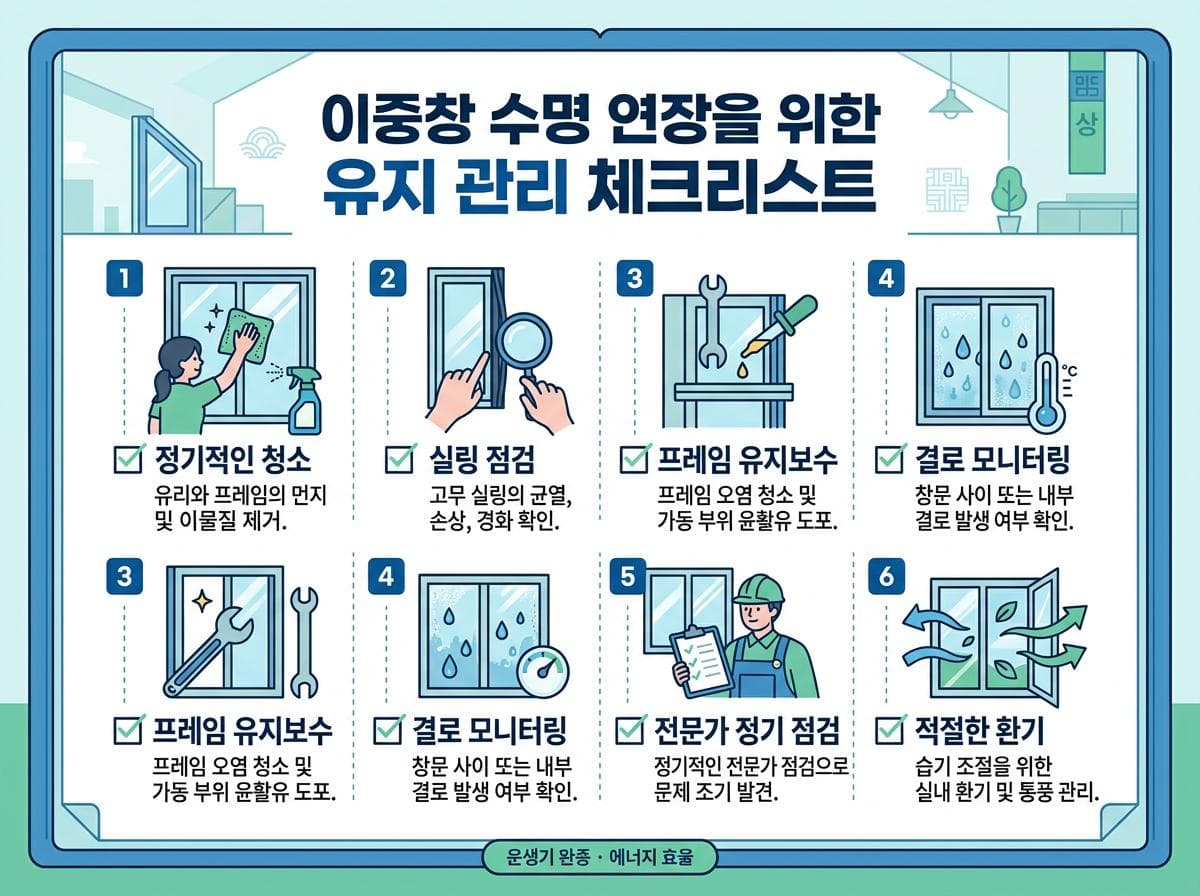 복층유리 유지보수 체크리스트 - 분기별·반기별 점검 항목 정리표