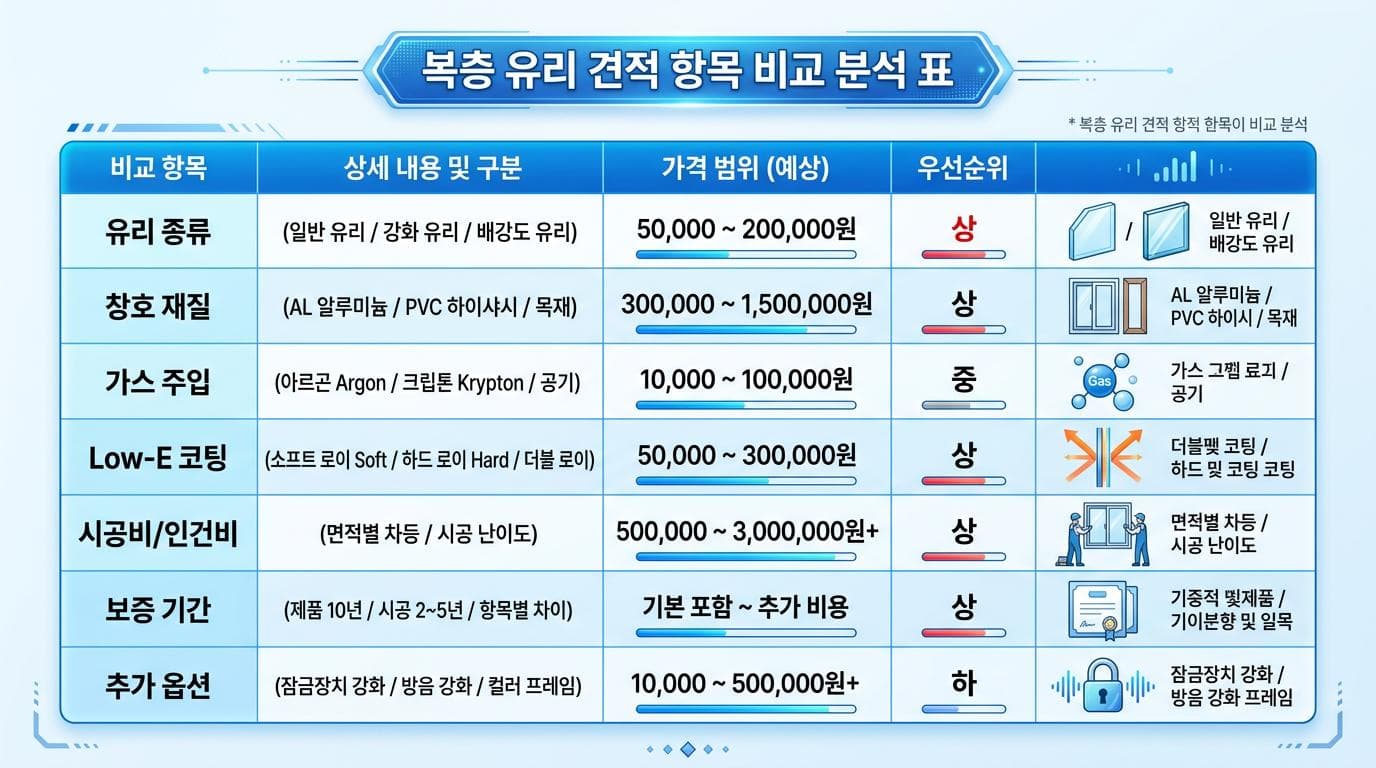 복층유리 가격 견적 시 꼭 알아야 할 10가지 체크리스트