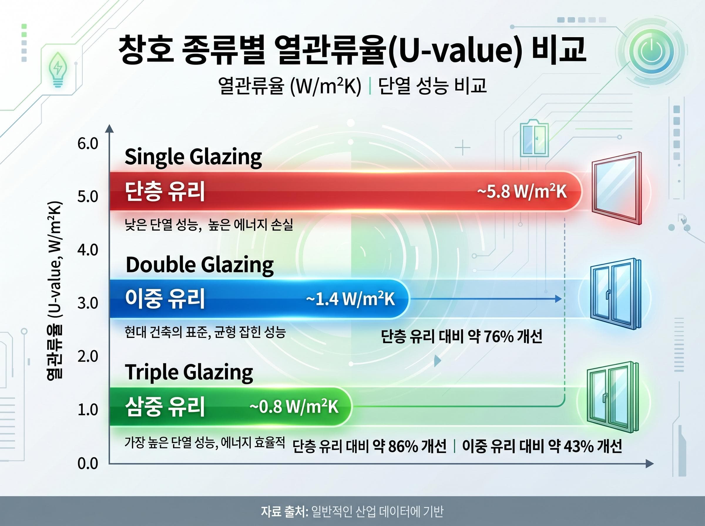 이중창과 삼중창 비교 사진
